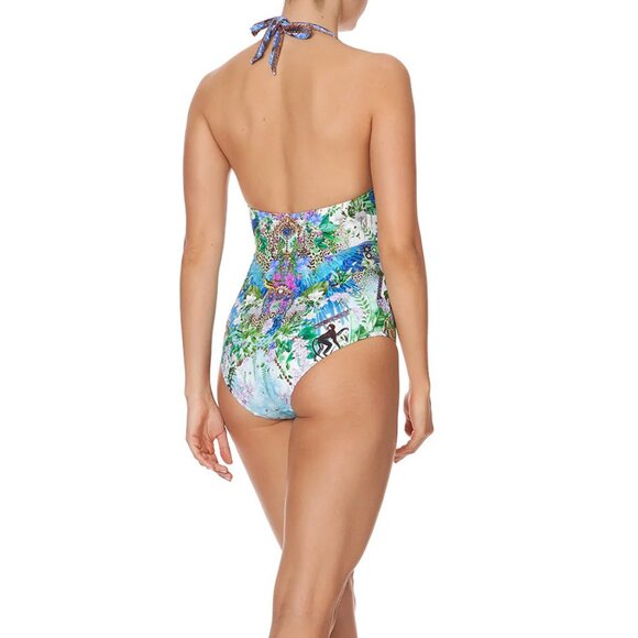 NWT Auc CAMILLA HALTER ONE PIECE "Moon Garden" o ring detail SWIMSUIT XS - Picture 11 of 12